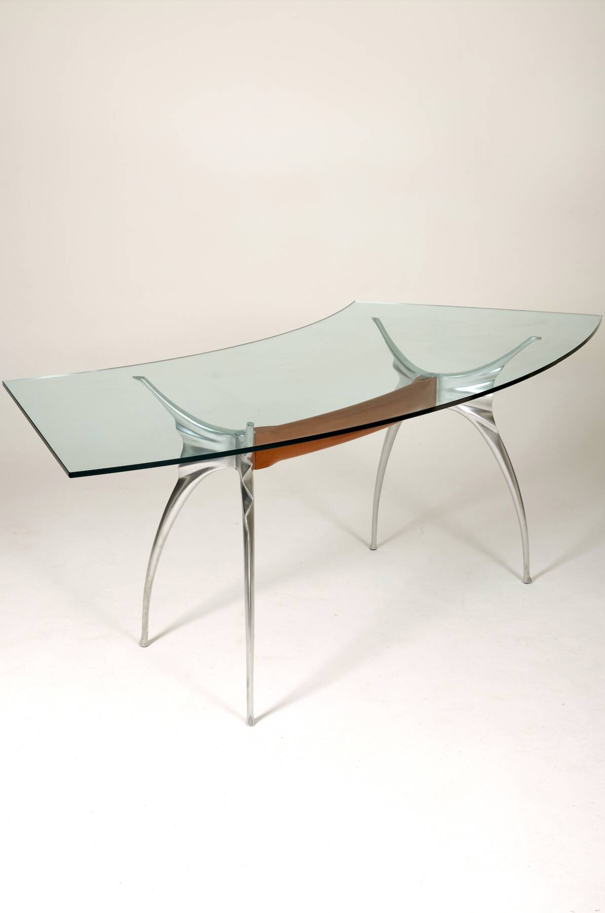 Bernard Dequet glass and aluminium desk for Protis, 1980s