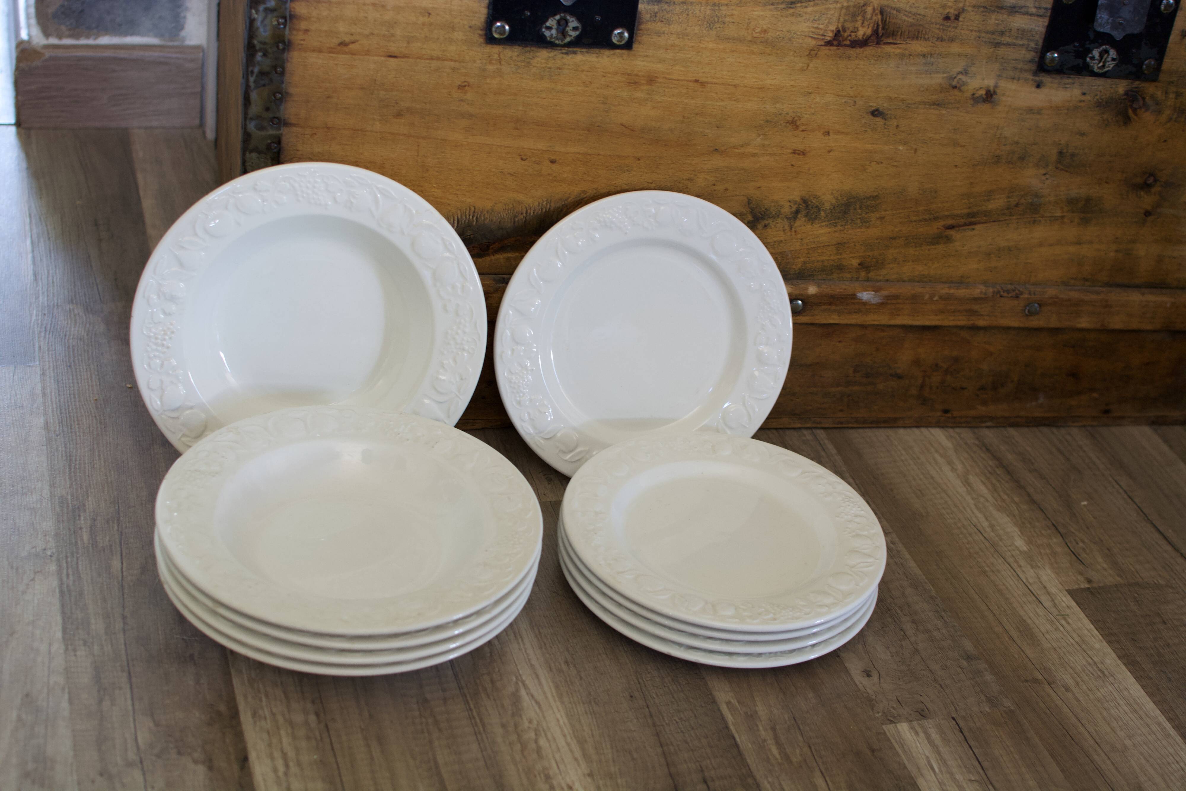Set of italian ceramic plates fruit model