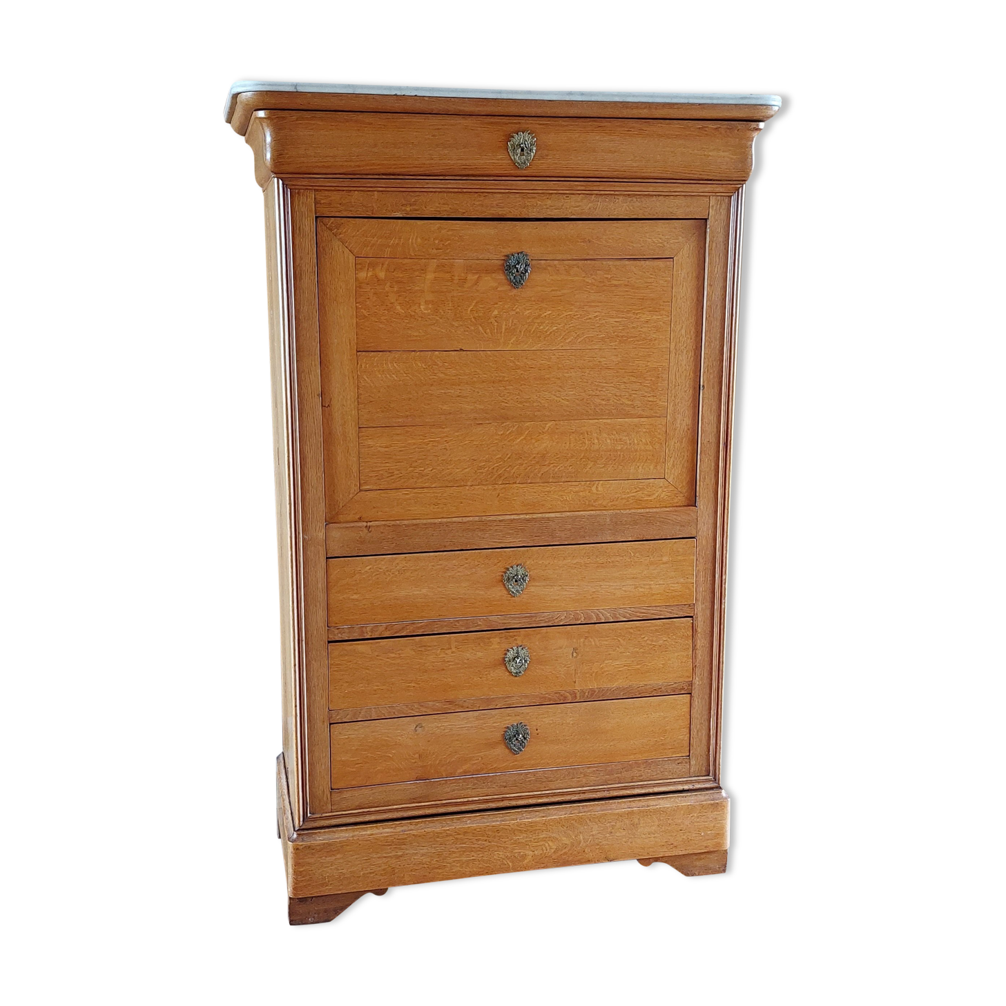 Secretary Louis Philippe / Solid cherry and white marble