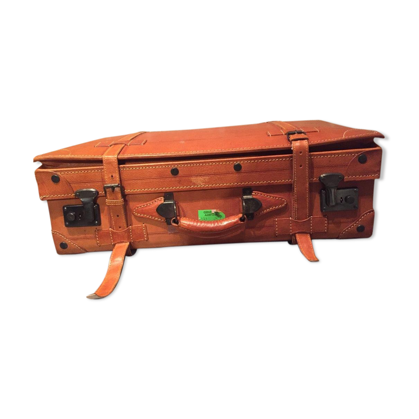 Thick leather suitcase