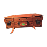 Thick leather suitcase