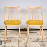 Ensemble de deux chaises vintage, Tchécoslovaquie, années 1960.