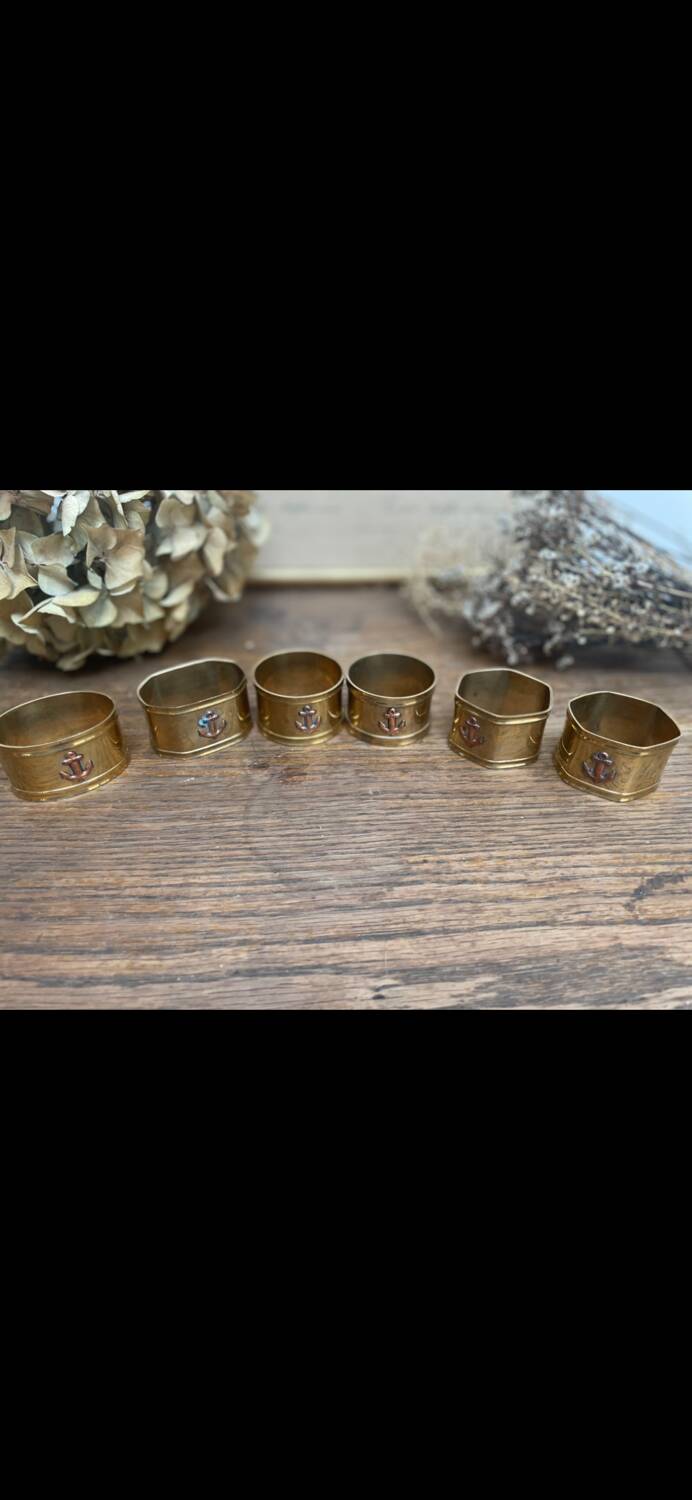 6 brass napkin rings