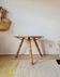 Tripod coffee table – Rattan & Bamboo – Sky blue oval top – 60s