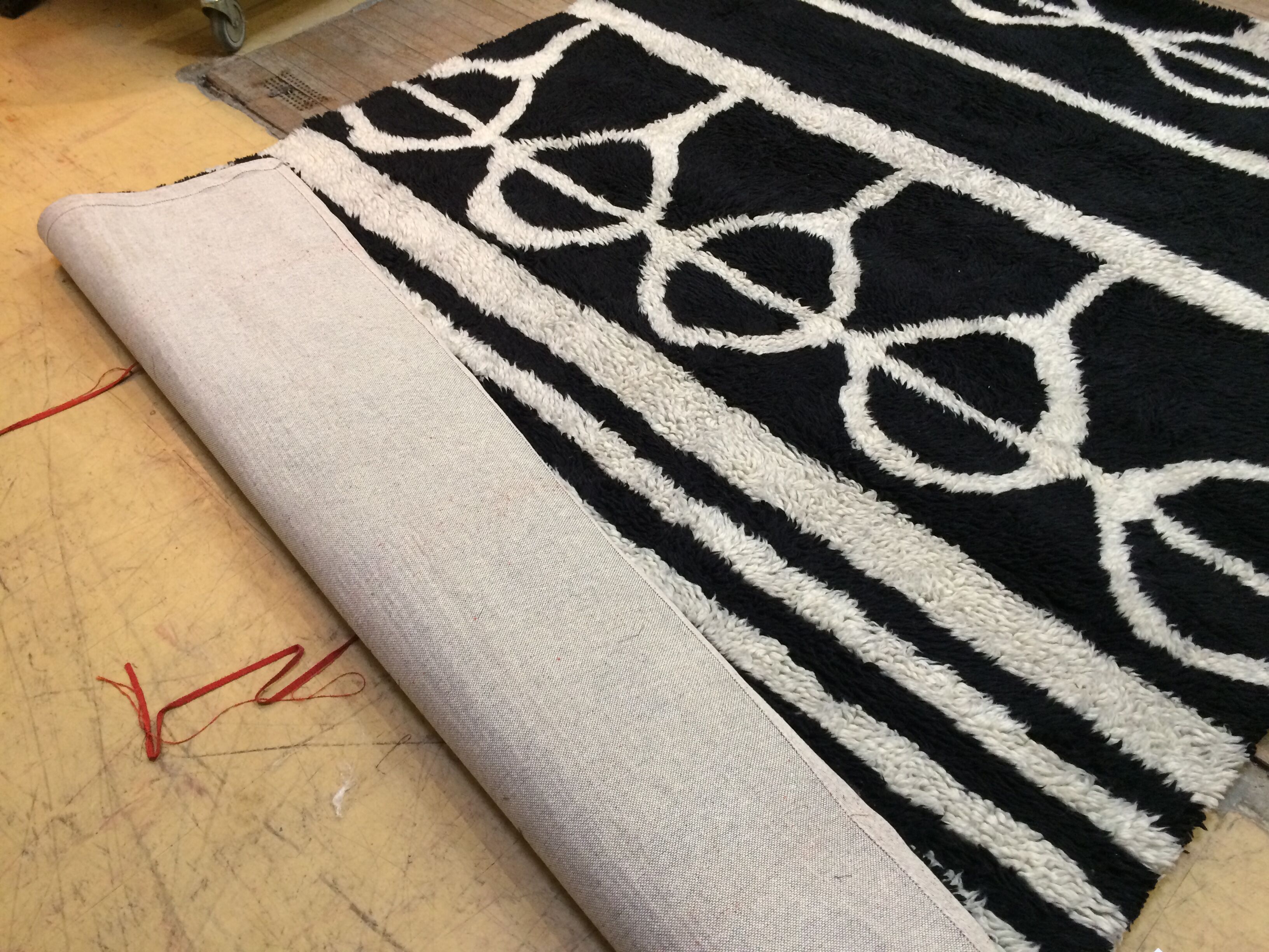 Berber carpet Oudéa pure black and white wool - 290 cm x 210 cm
