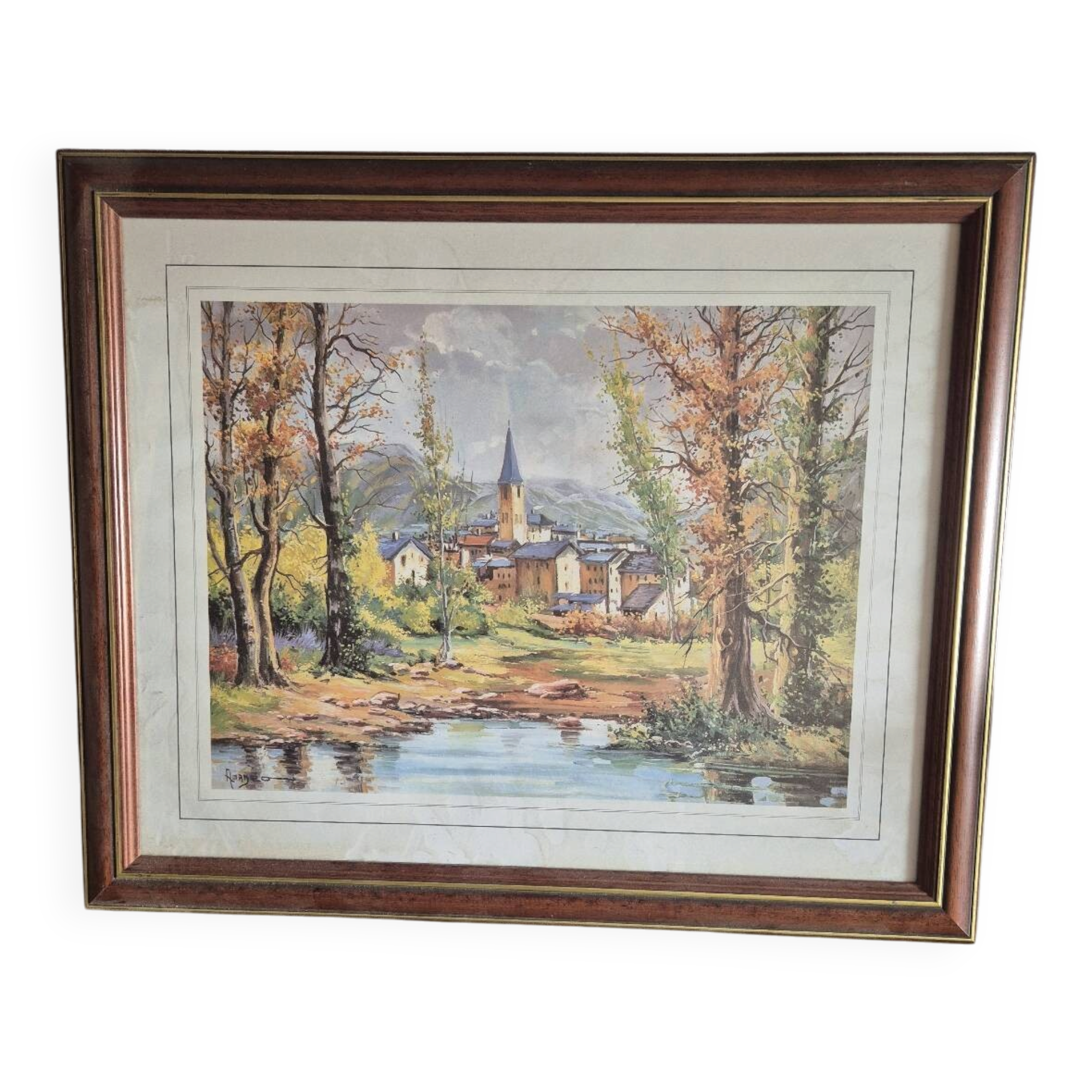Landscape painting of a village