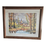 Landscape painting of a village