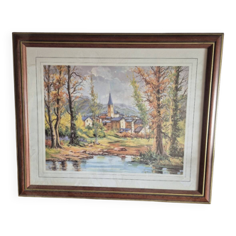 Tableau paysage village