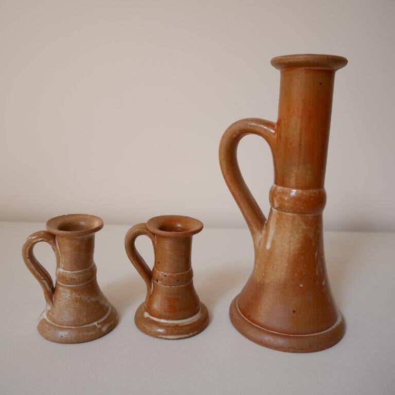 Set of 3 stoneware candle holders