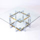 Geometrical brass & chrome coffee table, Belgium 1970s
