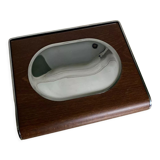 Wall soap holder design chrome and walnut wood