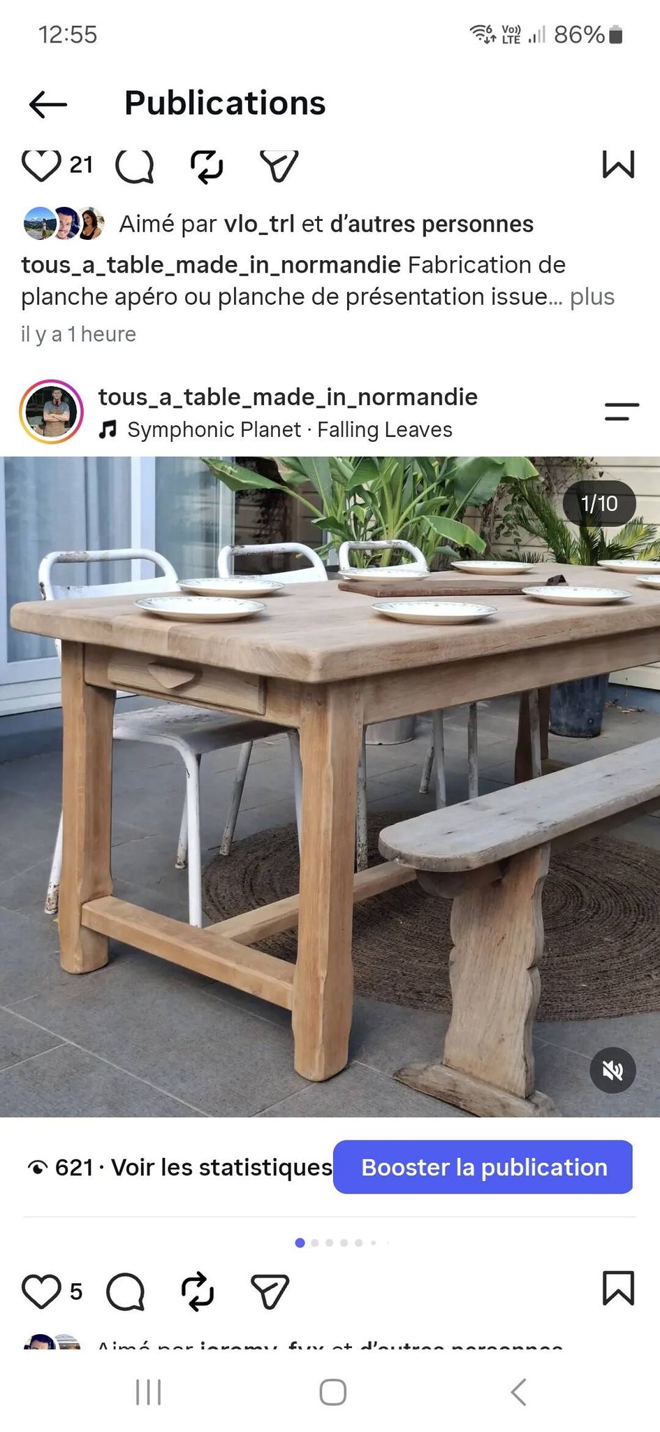 N052 table de ferme rénovée