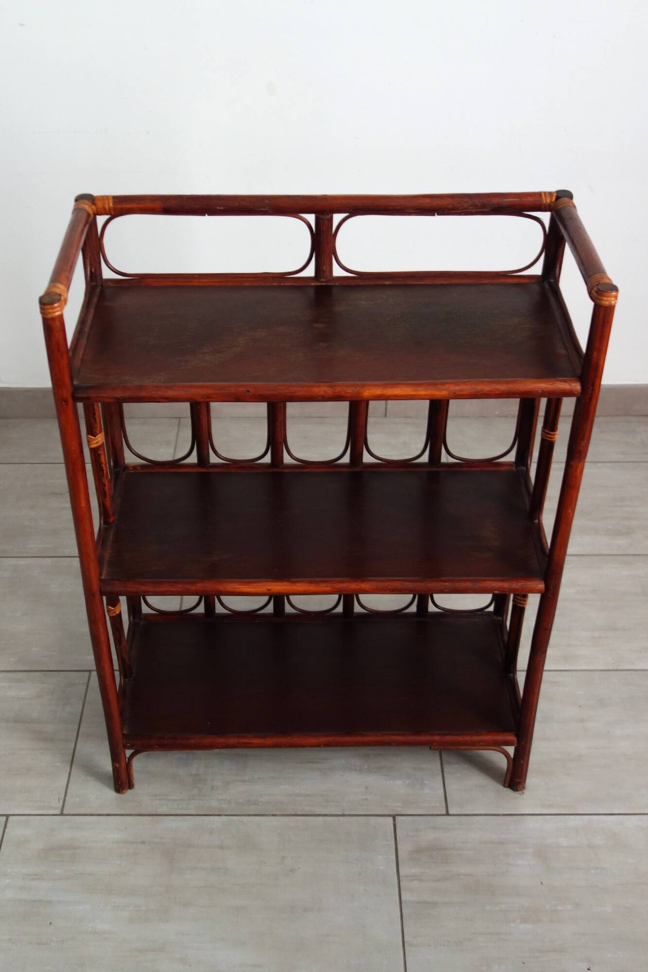 Vintage bamboo and rattan shelf