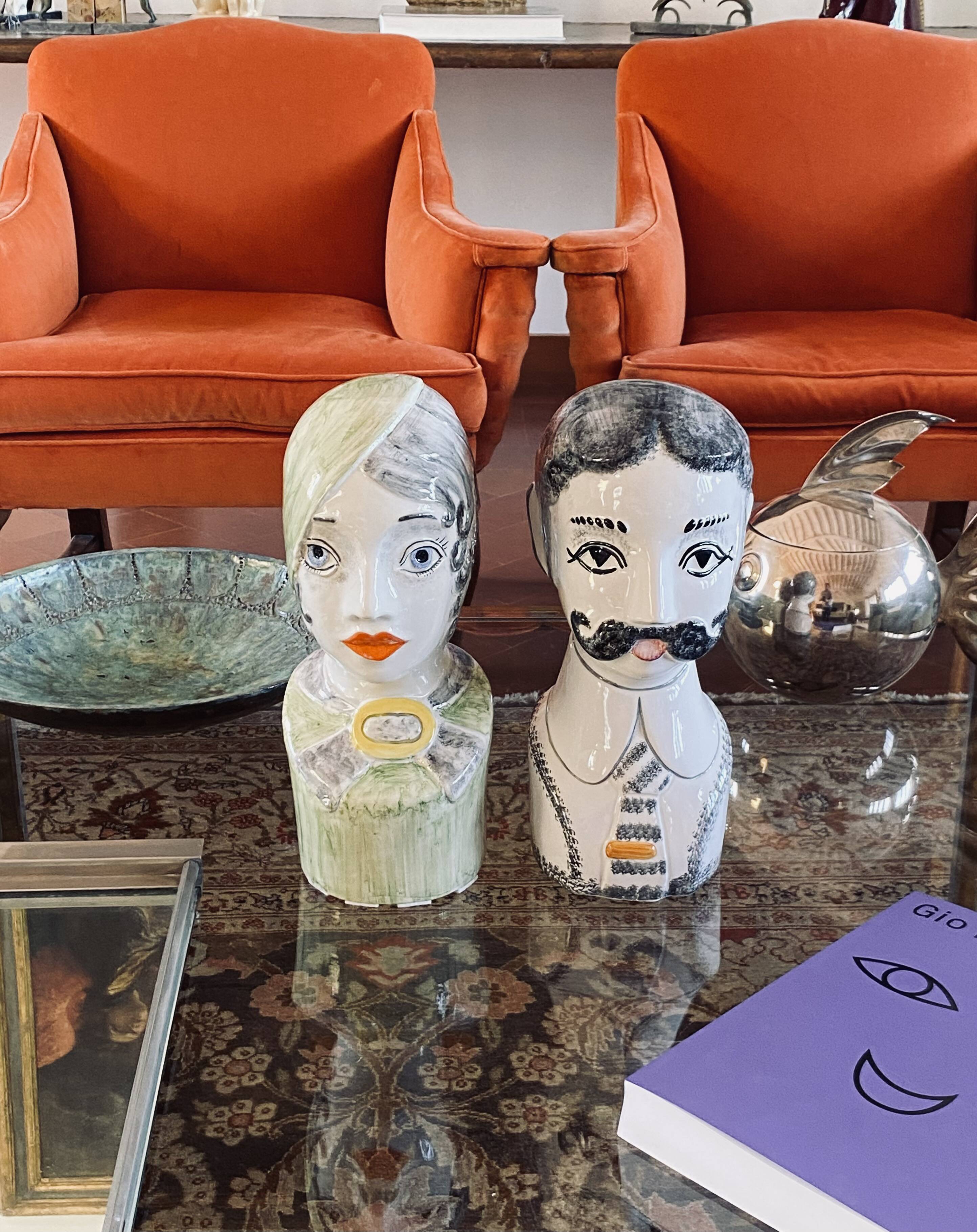 Tarcisio Tosin, Two half-bust sculptures, La Freccia, Vicenza Italy 1960s