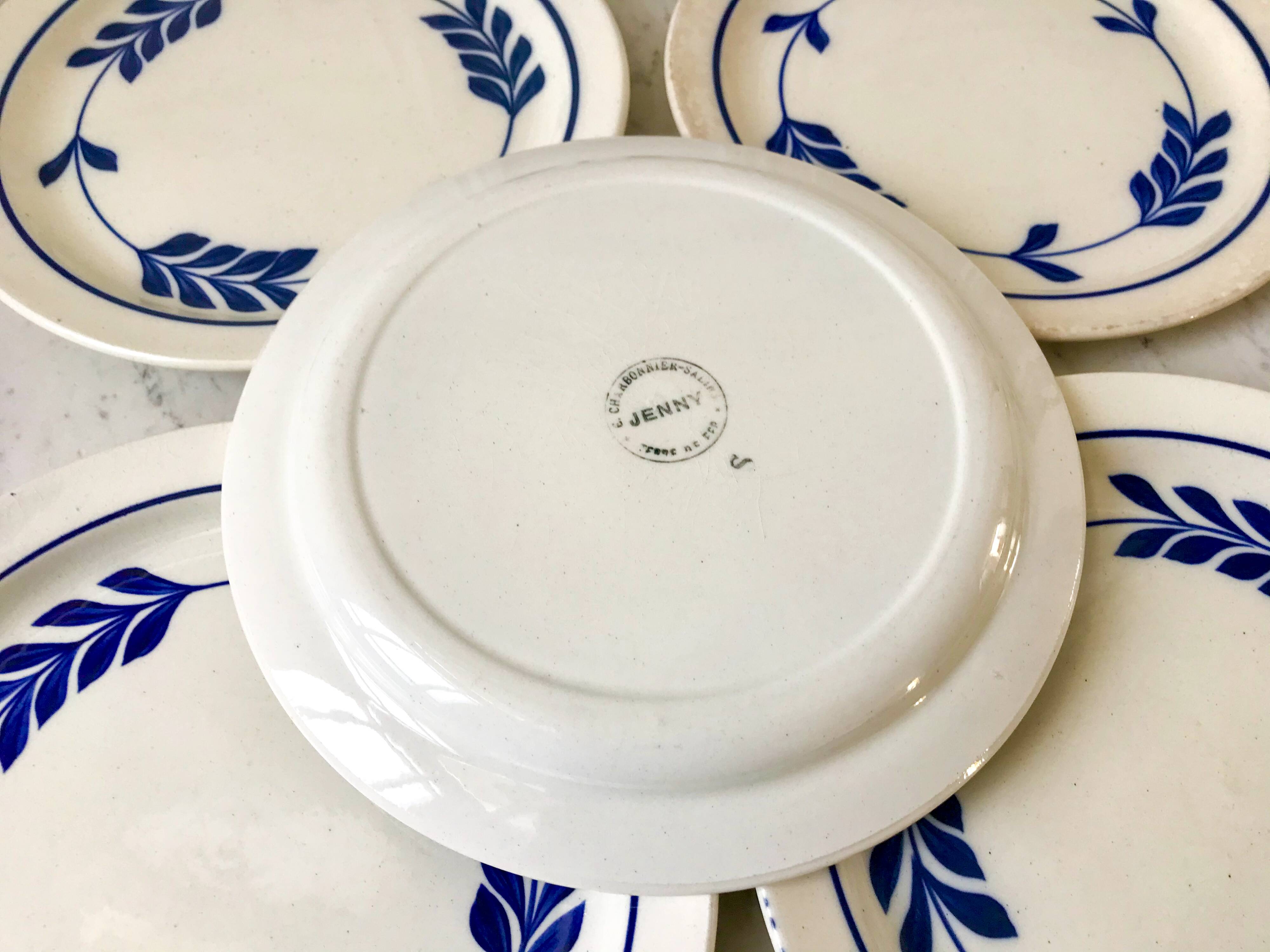 set of 5 dessert plates in Terre de Fer Salins model Jenny early 20th century