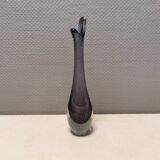 Purple/transperent Beak vase in mouth-blown glass of high quality. Danish design