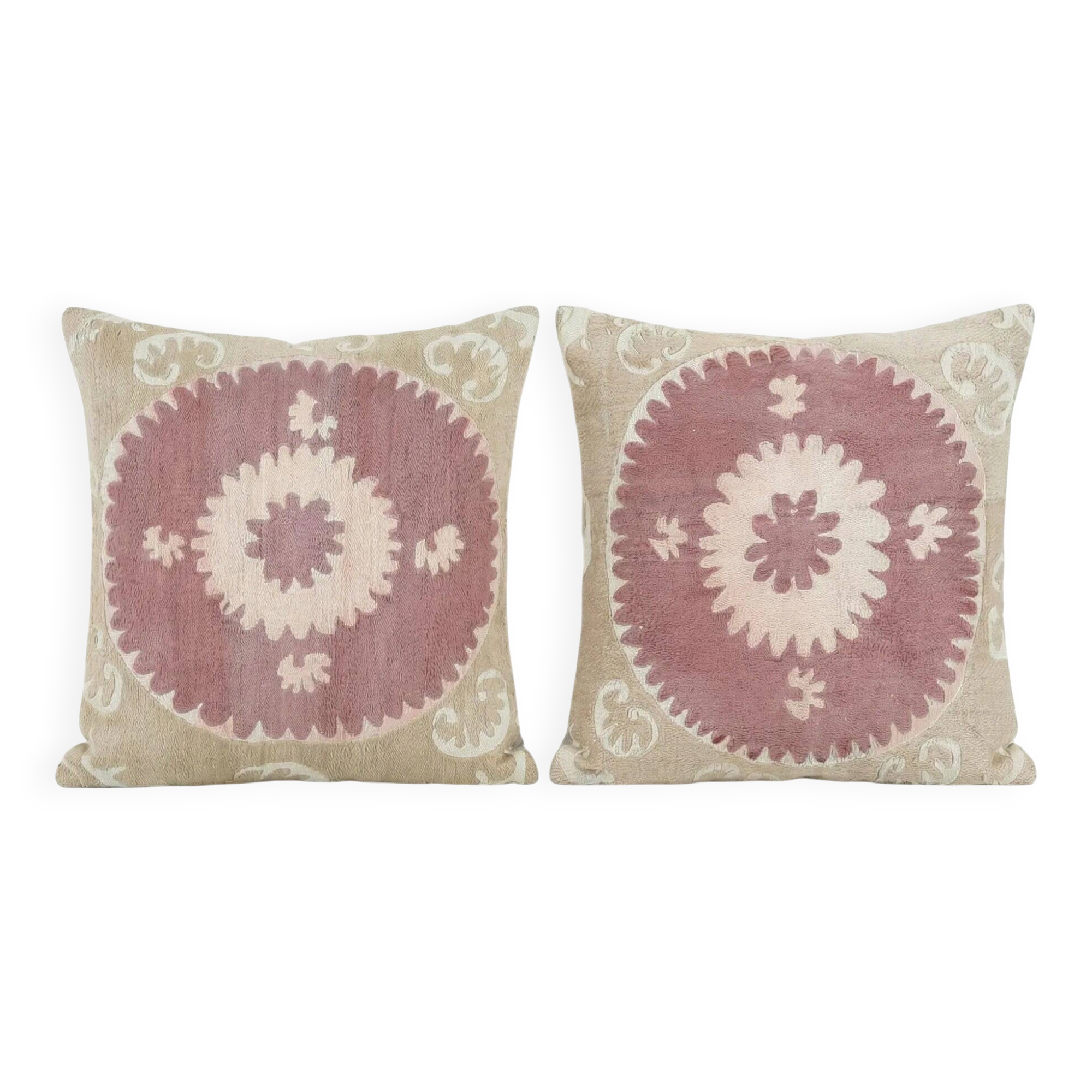 Set of 2 vintage embroidered cushion covers 61x64 cm