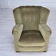 1960s, Danish relax armchair, original green furniture velour, beech wood.