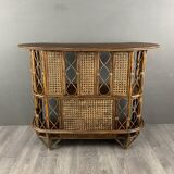20th Century Rattan and Wicker Bar