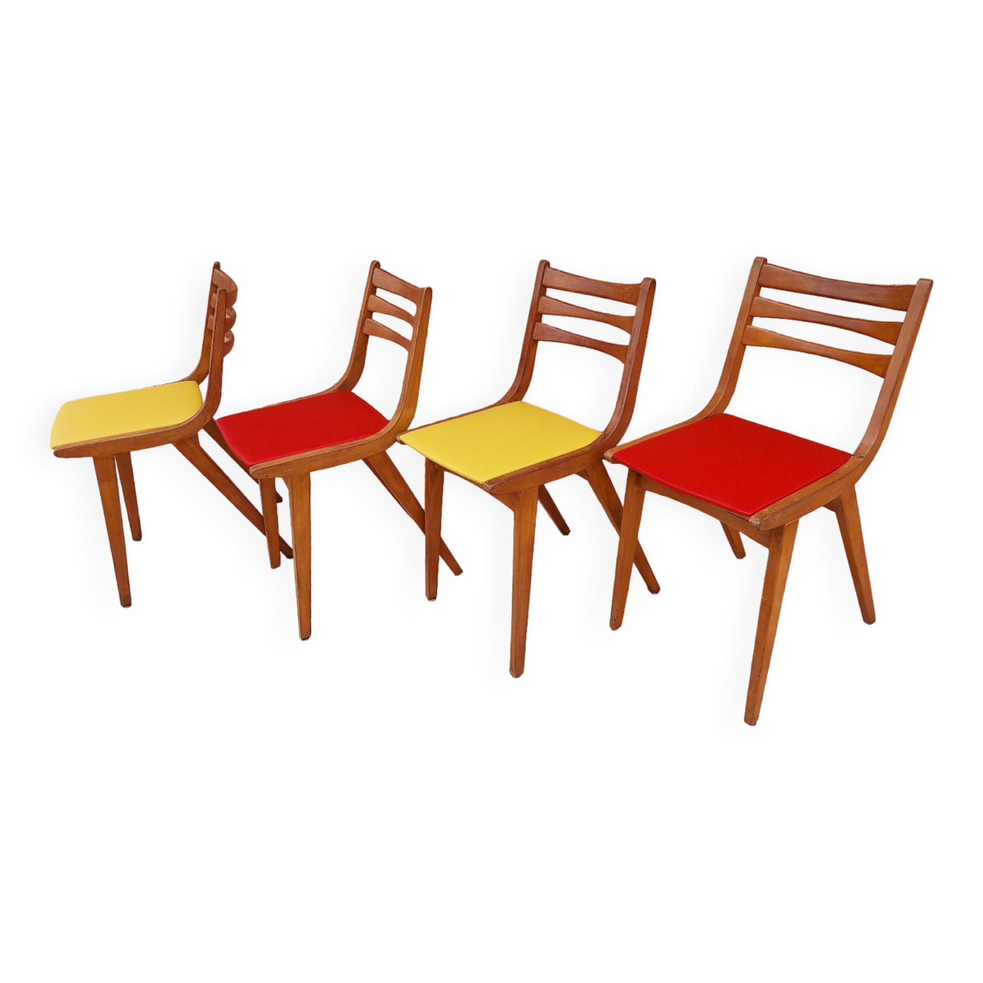 Suite 4 chaises Bistrot scandinave vintage années 1960