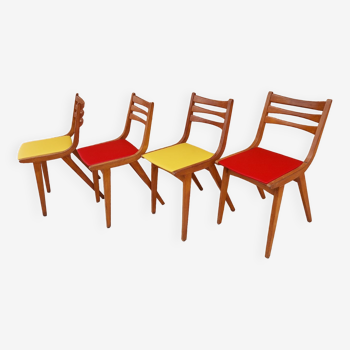 Suite 4 chaises Bistrot scandinave vintage années 1960