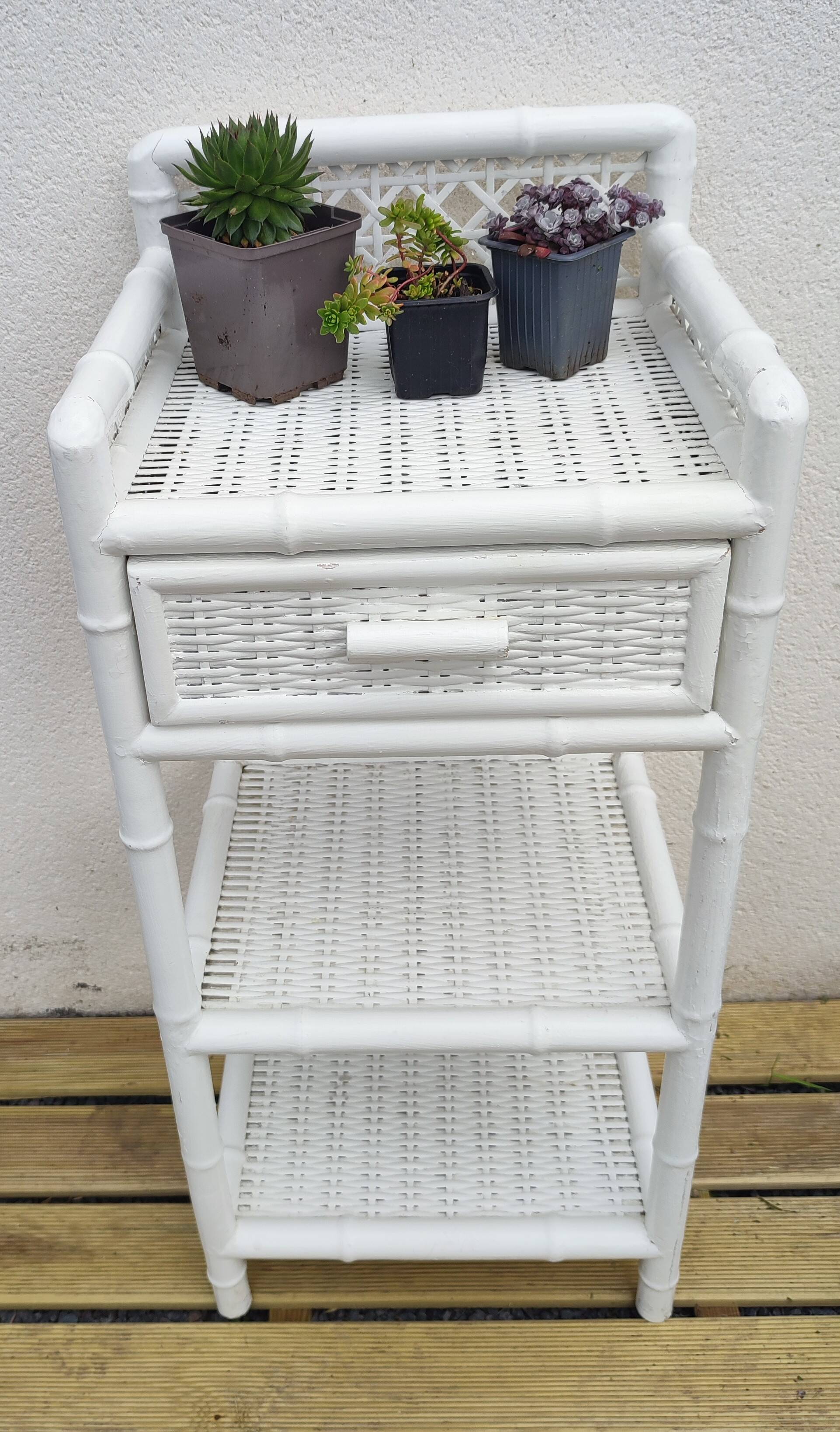 Rattan and cane shelf, 1970s-80s