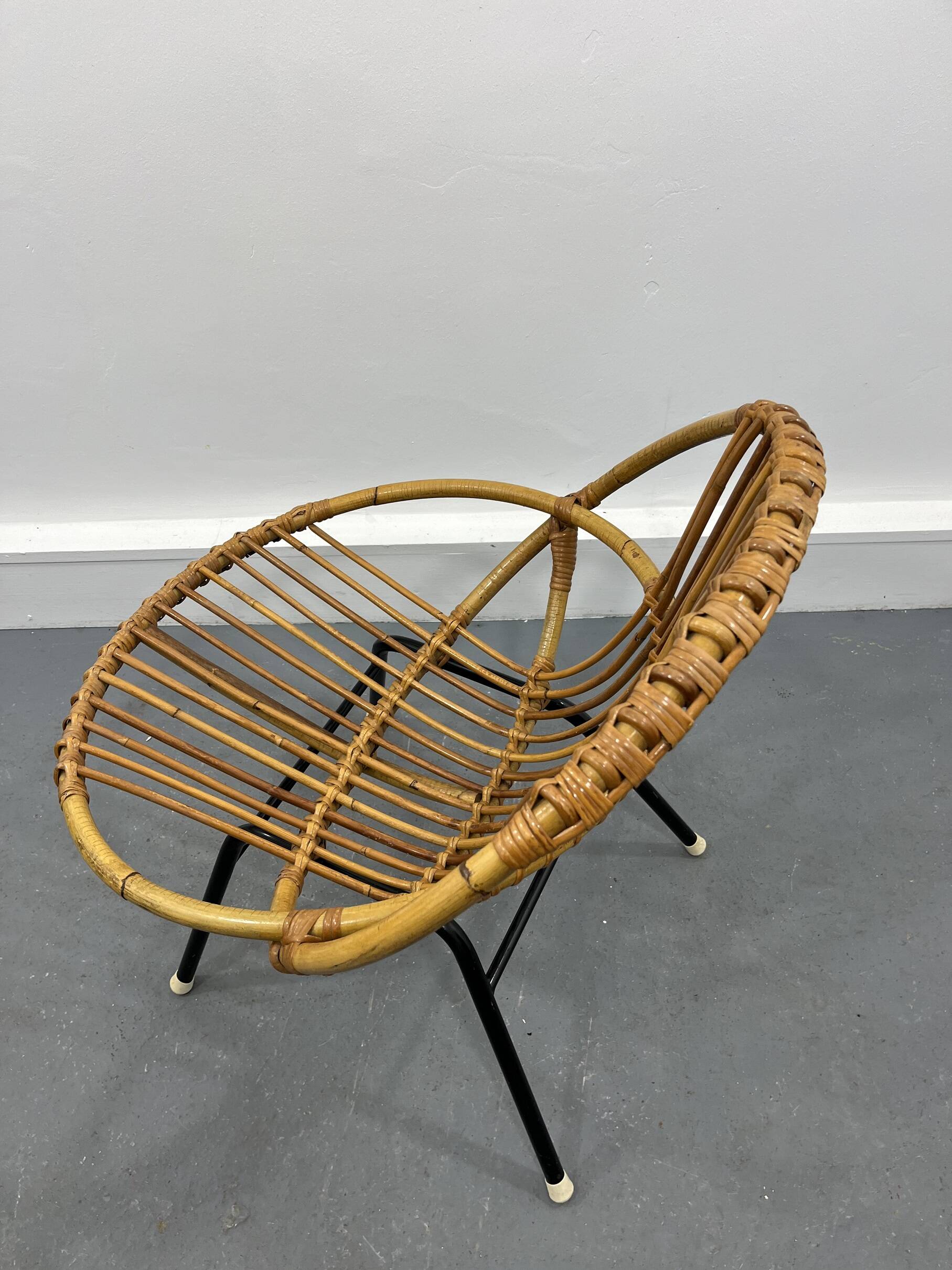 Dutch Rattan and Metal Chair from Rohé Noordwolde, 1950s