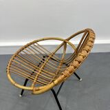 Chaise en Rotin et Métal de Rohé Noordwolde, Pays-Bas, 1950s