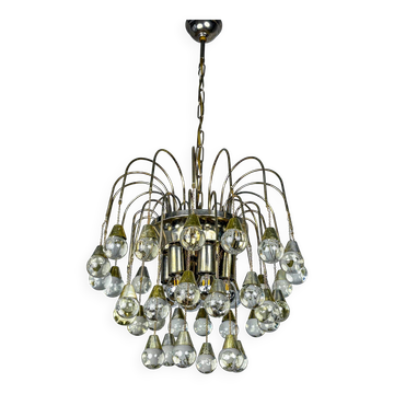 Lustre cascade de Gaetano Sciolari pour Venini, gouttes en verre de Murano, Italie, années 1970.