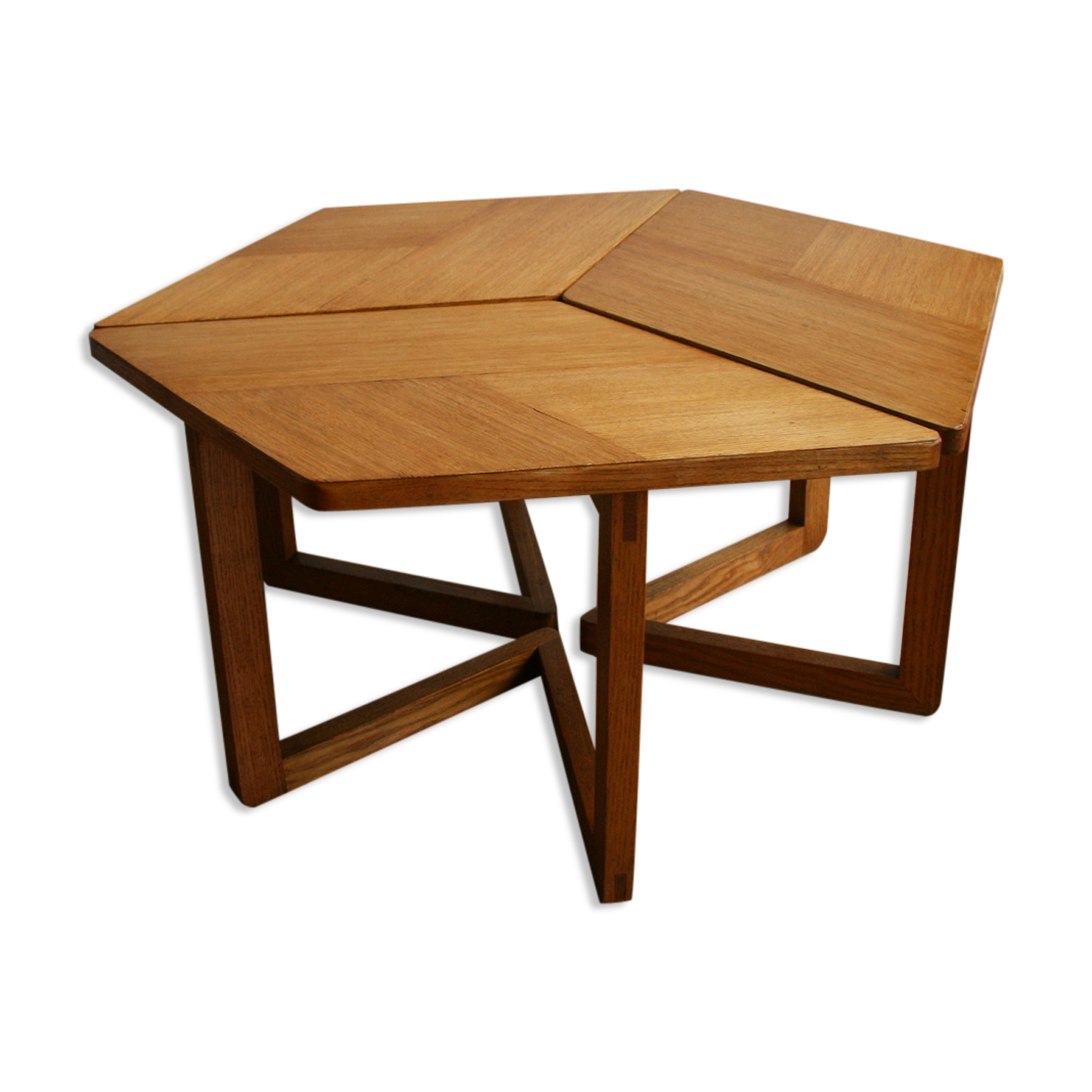 Table basse hexagonale en 3 modules 1950/60