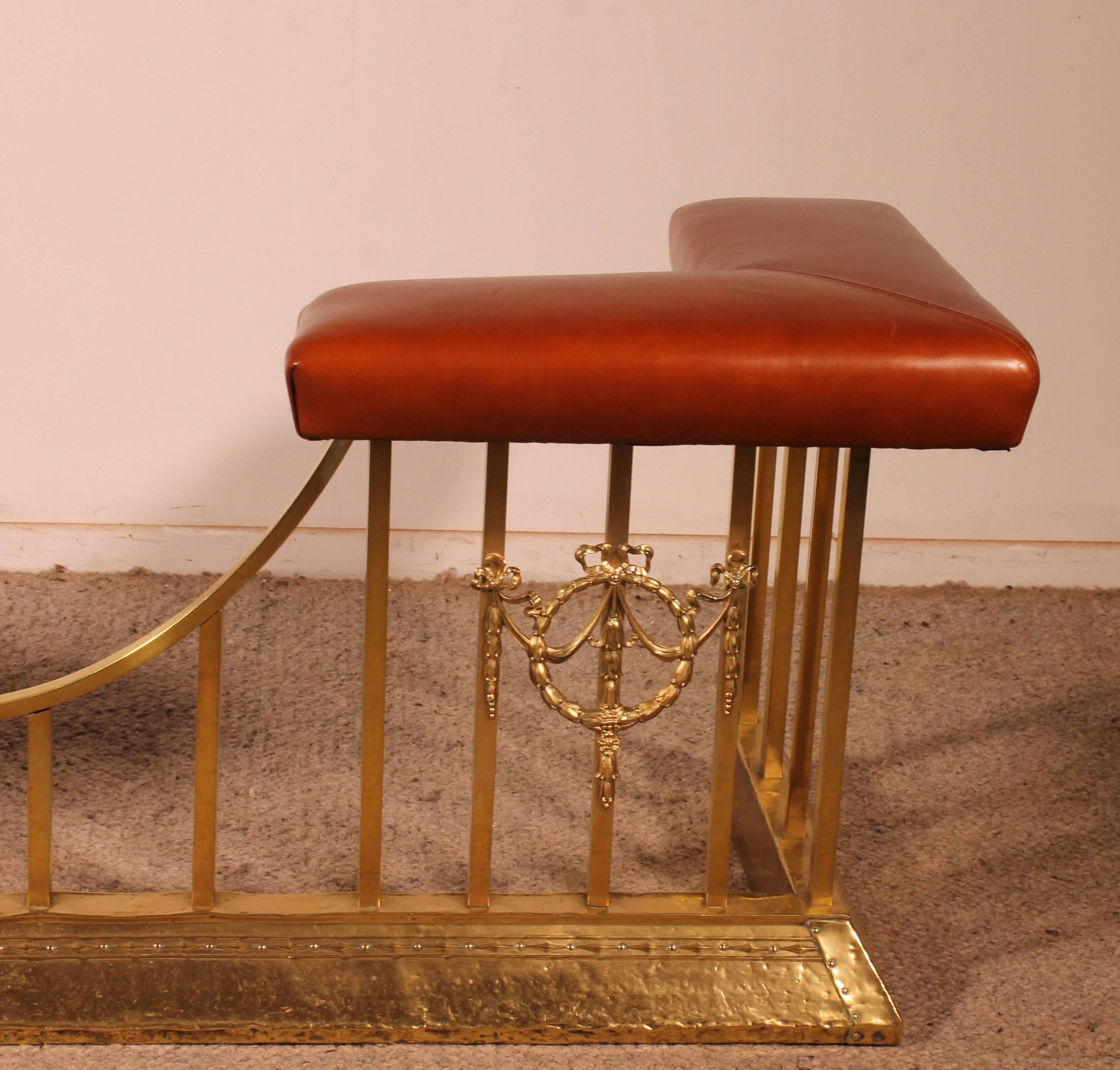 early 19th century fender club fireplace bench in brass and c