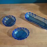 Vide poches porte savon récipients en verre bleu ancien vintage dp 0222f075