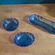 Vide poches porte savon récipients en verre bleu ancien vintage dp 0222f075