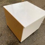 Scandinavian bedside table in solid beige wood with 2 drawers