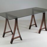 Architect's desk in smoked altuglas by gacita and tiberi for mode europe, 1970s