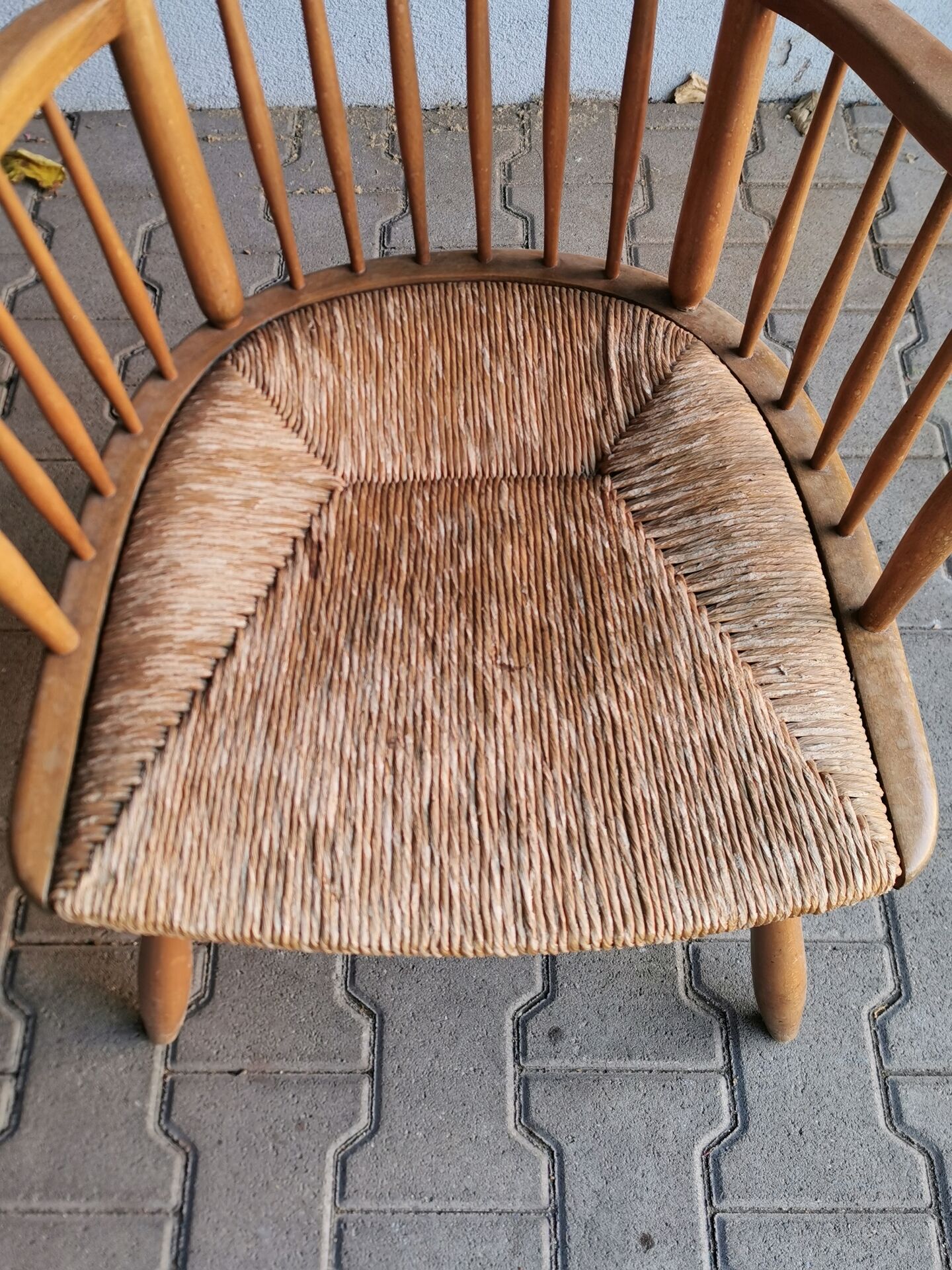 Vintage armchairs WKS design Arno Lambrecht rattan and wood 1950