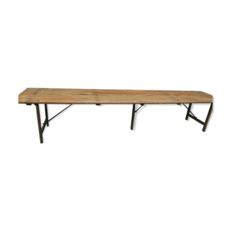 Old farm table folding metal & wood of the early twentieth