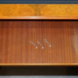 Partner desk in burr walnut designed to conceal computer equipment.