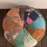 Magnificent pouf upholstered in old sari