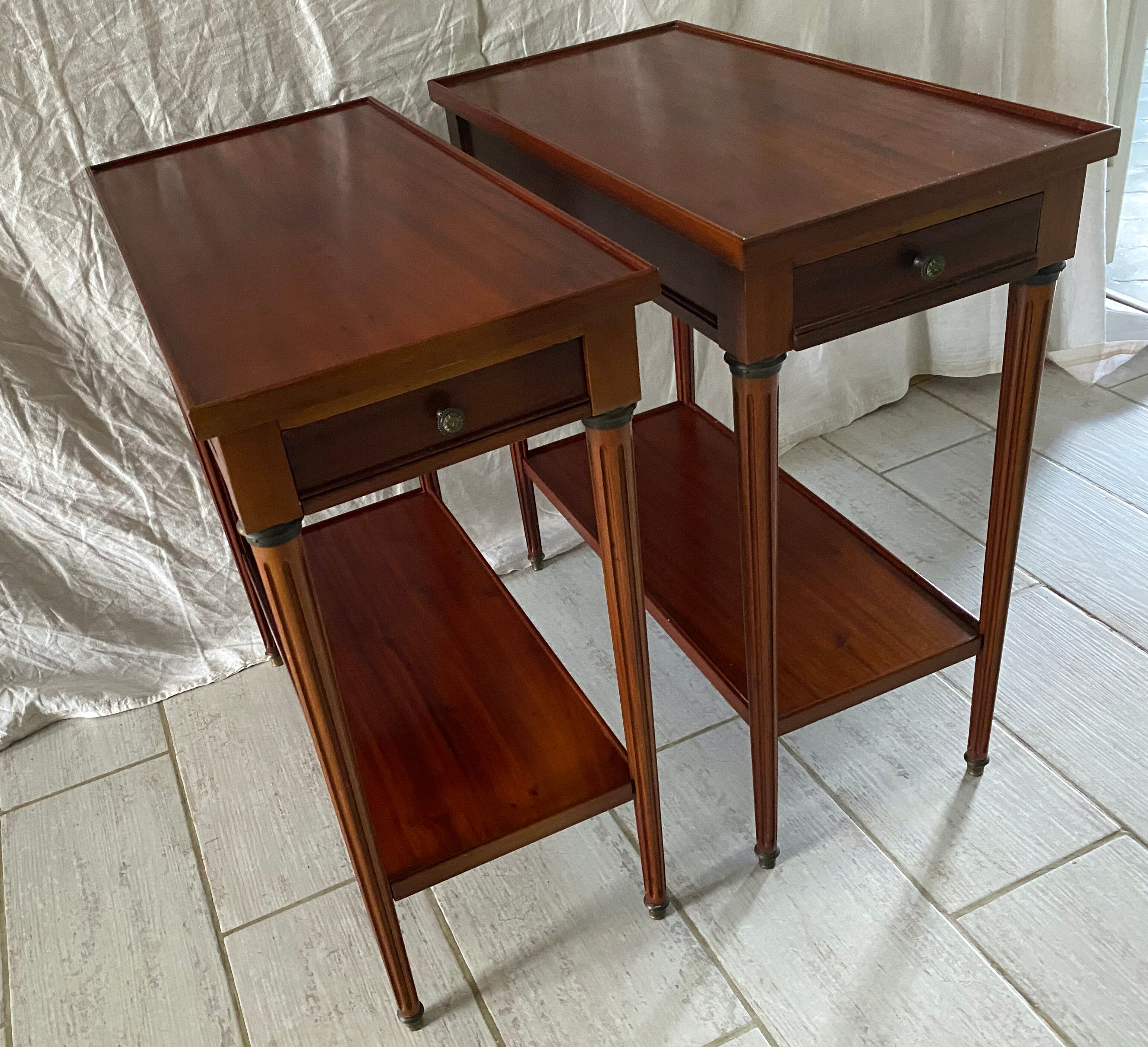 Pair of Louis XVI style wooden bedside tables