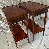 Pair of Louis XVI style wooden bedside tables