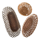 3 matching wicker bread baskets.