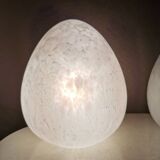 Set of 2 vintage white glass table lamps, 80s