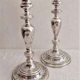 Pair of silver bronze torches, XIXth