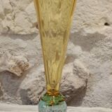 Vase from the Portieux crystal factory in yellow and blue glass