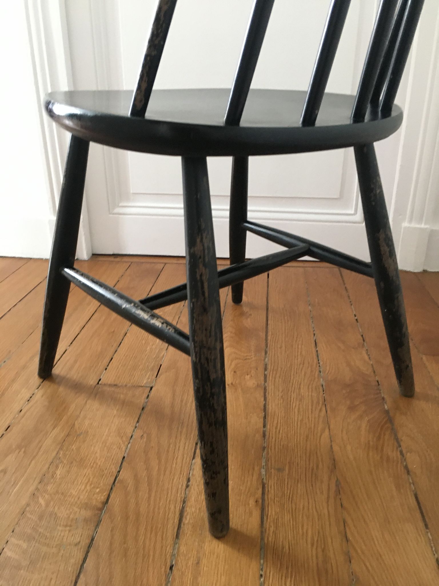 Scandinavian chair Haga Fors Sweden in black laqué wood circa 1950