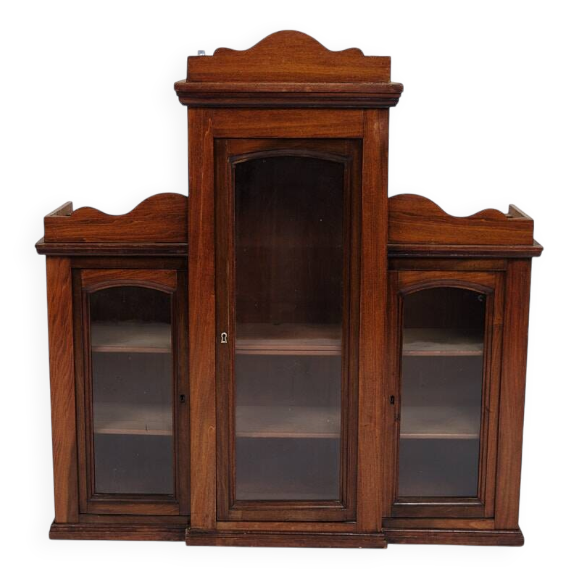 Wall-hung display cabinet - Hand-polished mahogany - 1890s