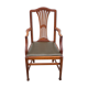 Fauteuil Art nouveau fauteuil bois avec assise cuir vert, pieds guimard style, salon, bibliothèque