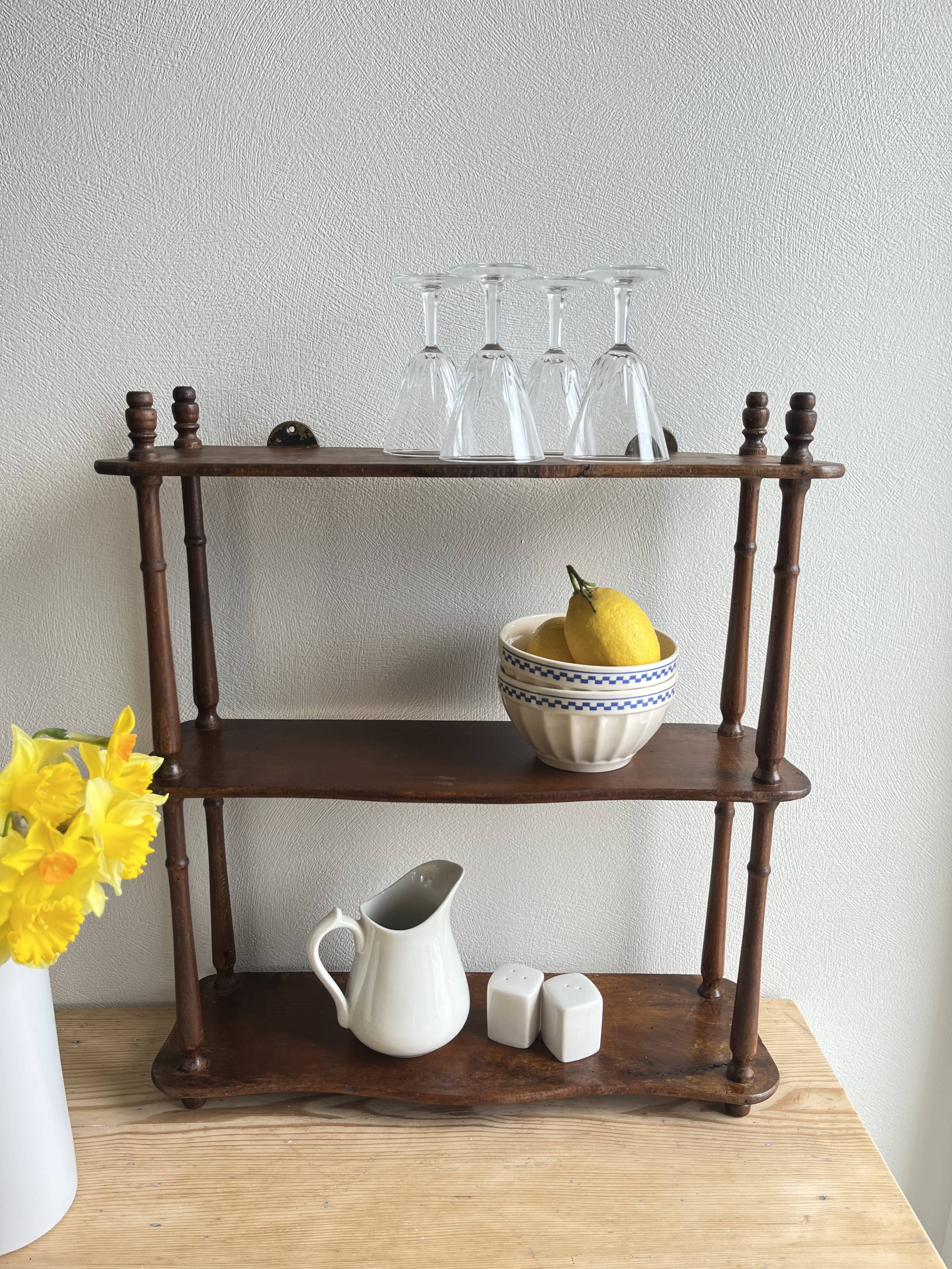 Old wooden reel shelf
