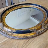 Large Gold Leaf Medallion Mirror with Beveled Glass - "Milo"